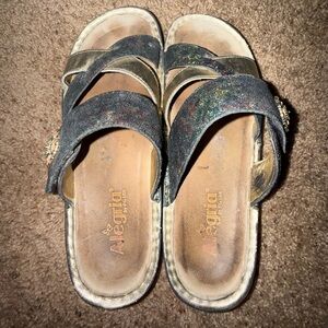 Alegria Gold and Black Slip-On Shoe